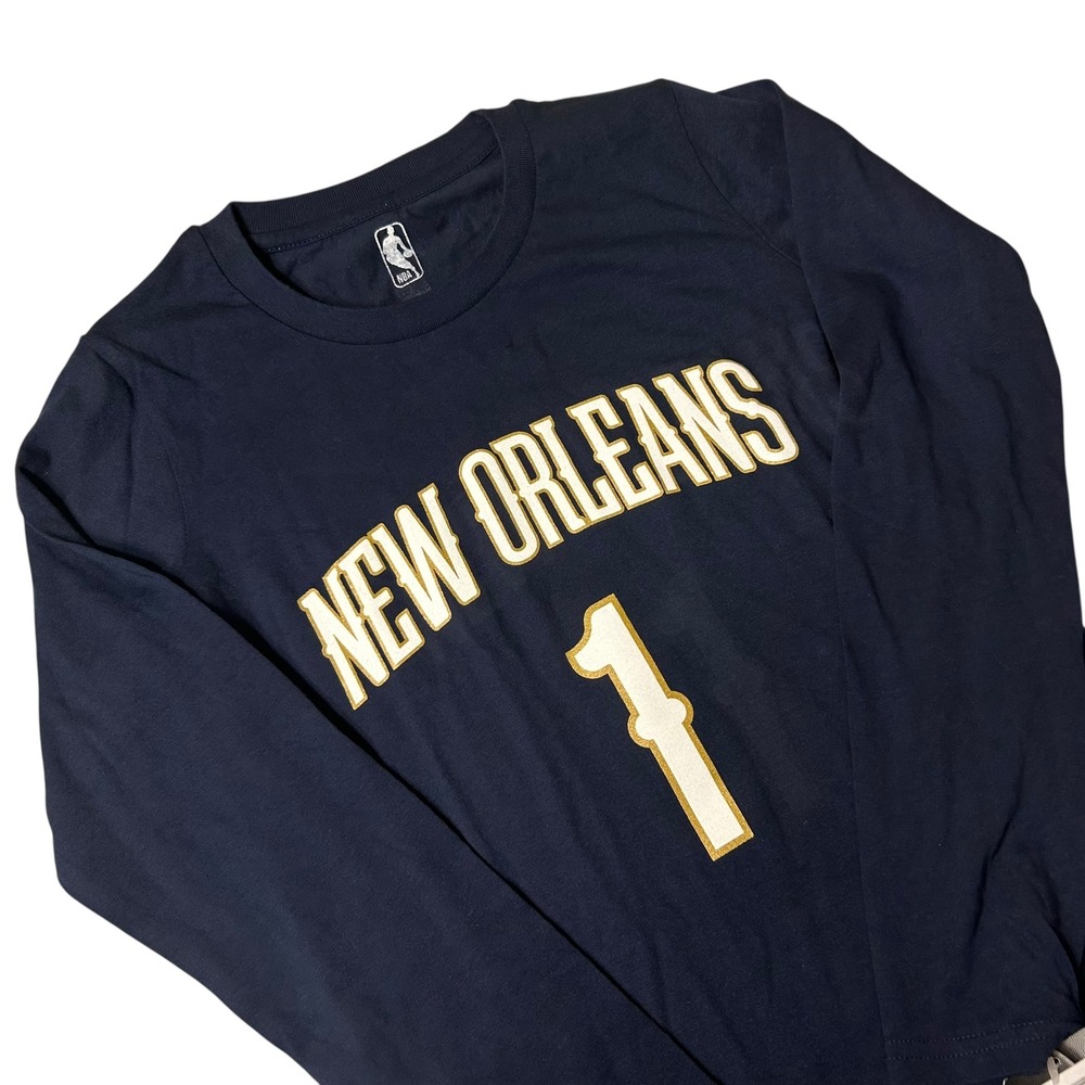 New Orleans Pelican T Shirt Youth S 8 Blue Zion Williamson 1 Long Sleeve Tee NEW